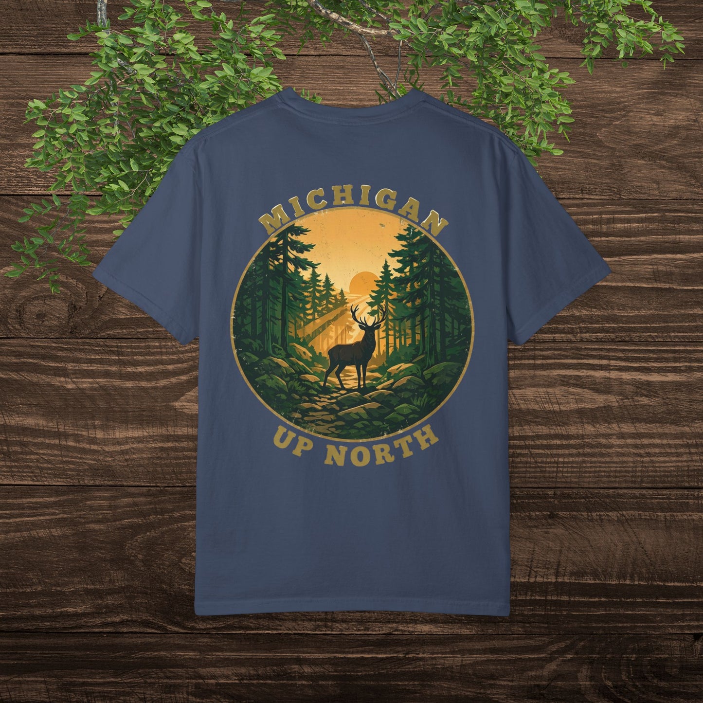 Michigan Up North Tee — Sunrise Deer Forest T-Shirt