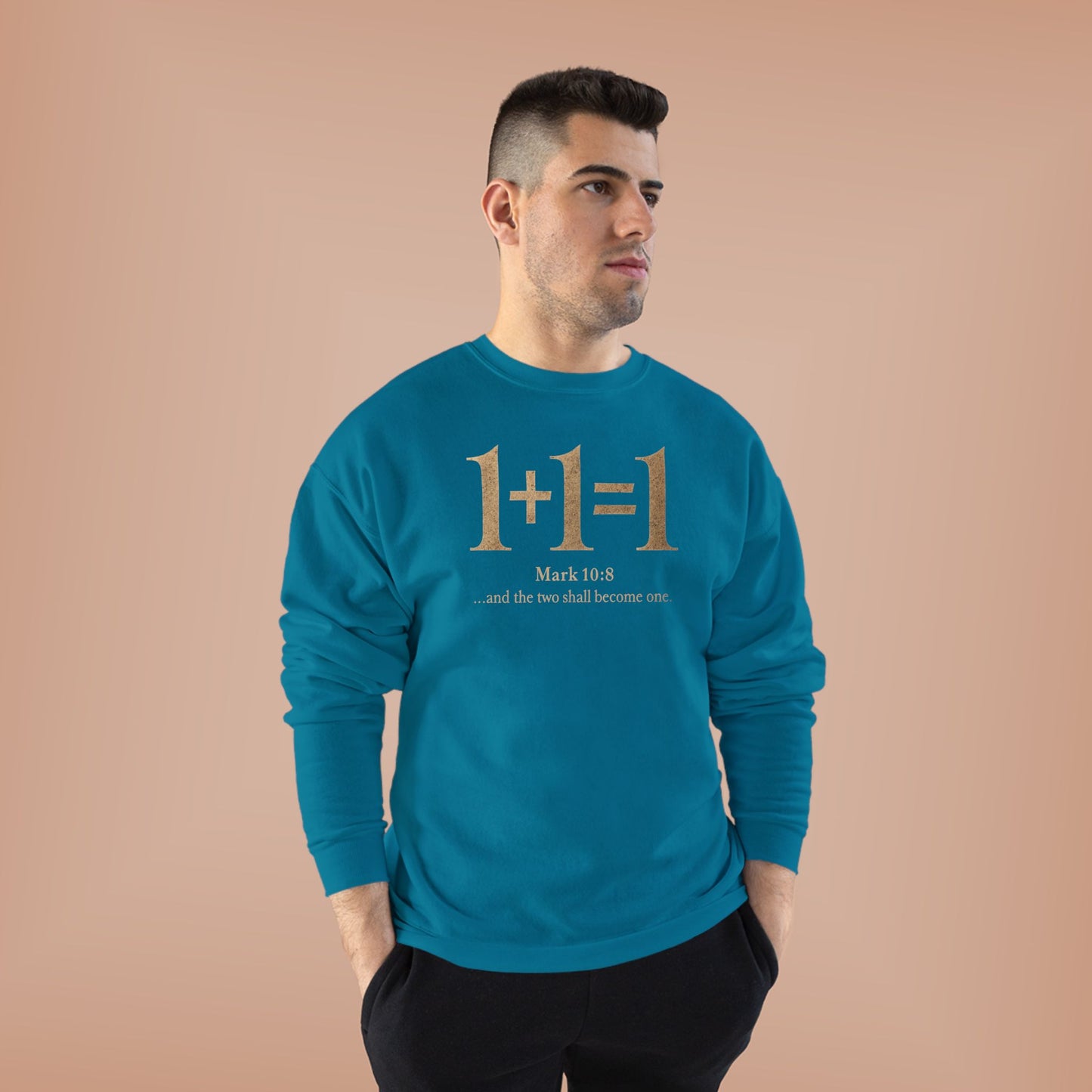1+1=1 Faith Crewneck Sweatshirt — Christian Marriage Statement Soft Cozy Pullover for everyday wear