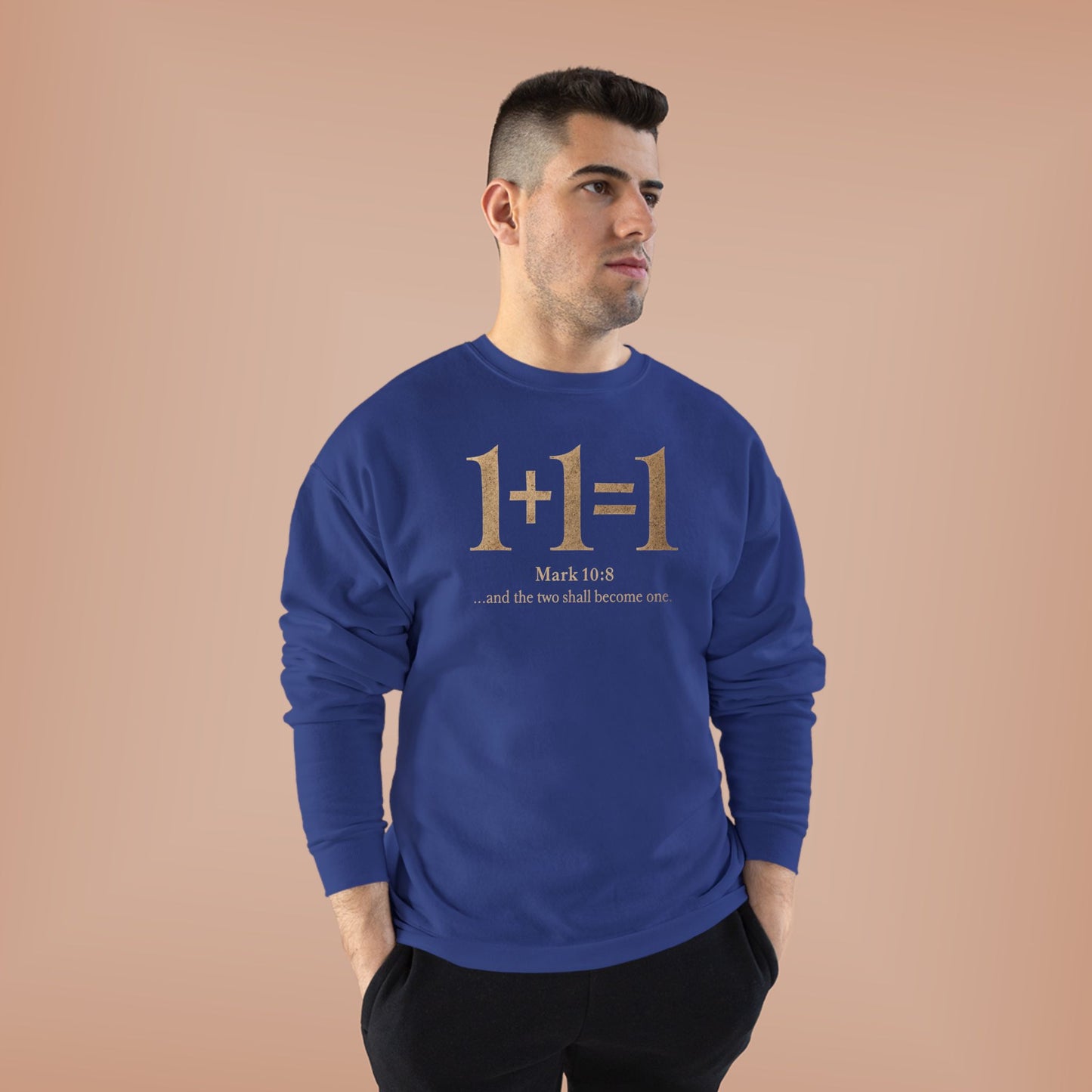 1+1=1 Faith Crewneck Sweatshirt — Christian Marriage Statement Soft Cozy Pullover for everyday wear