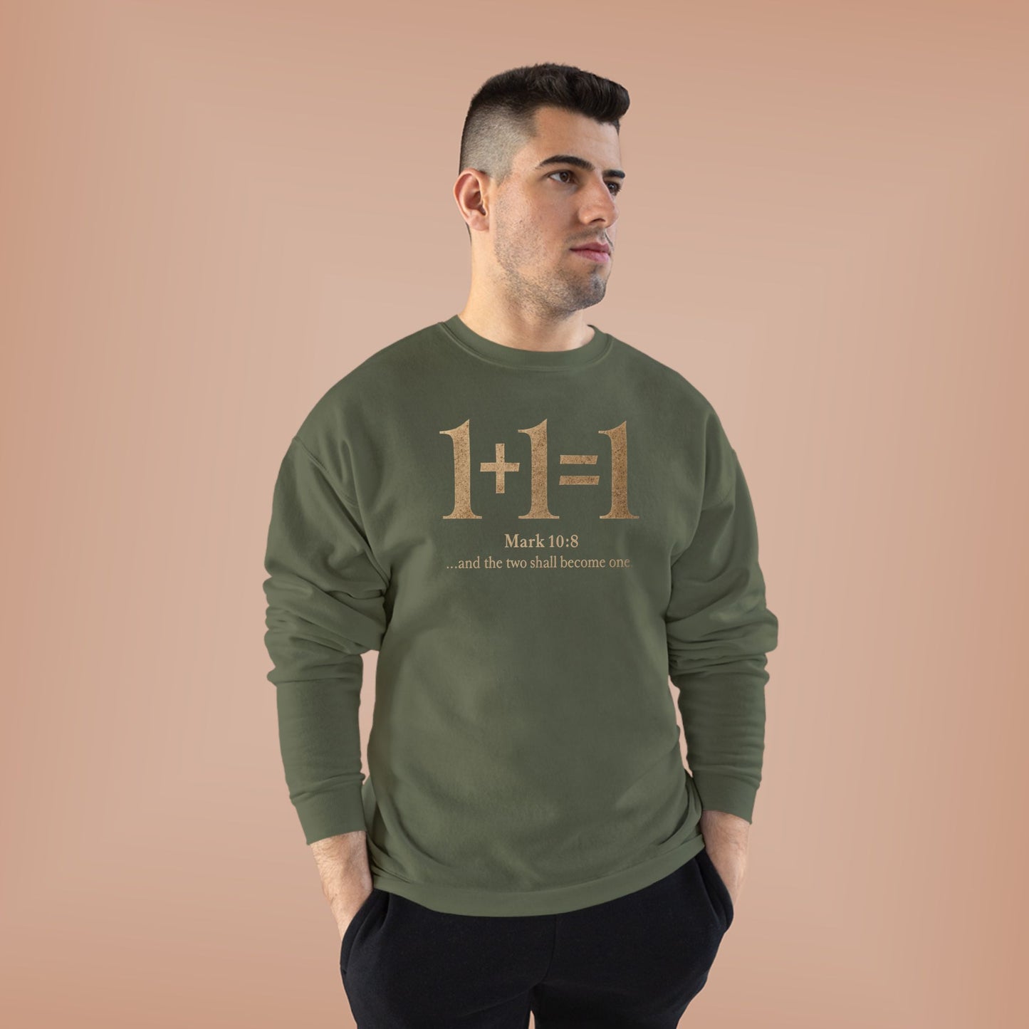 1+1=1 Faith Crewneck Sweatshirt — Christian Marriage Statement Soft Cozy Pullover for everyday wear
