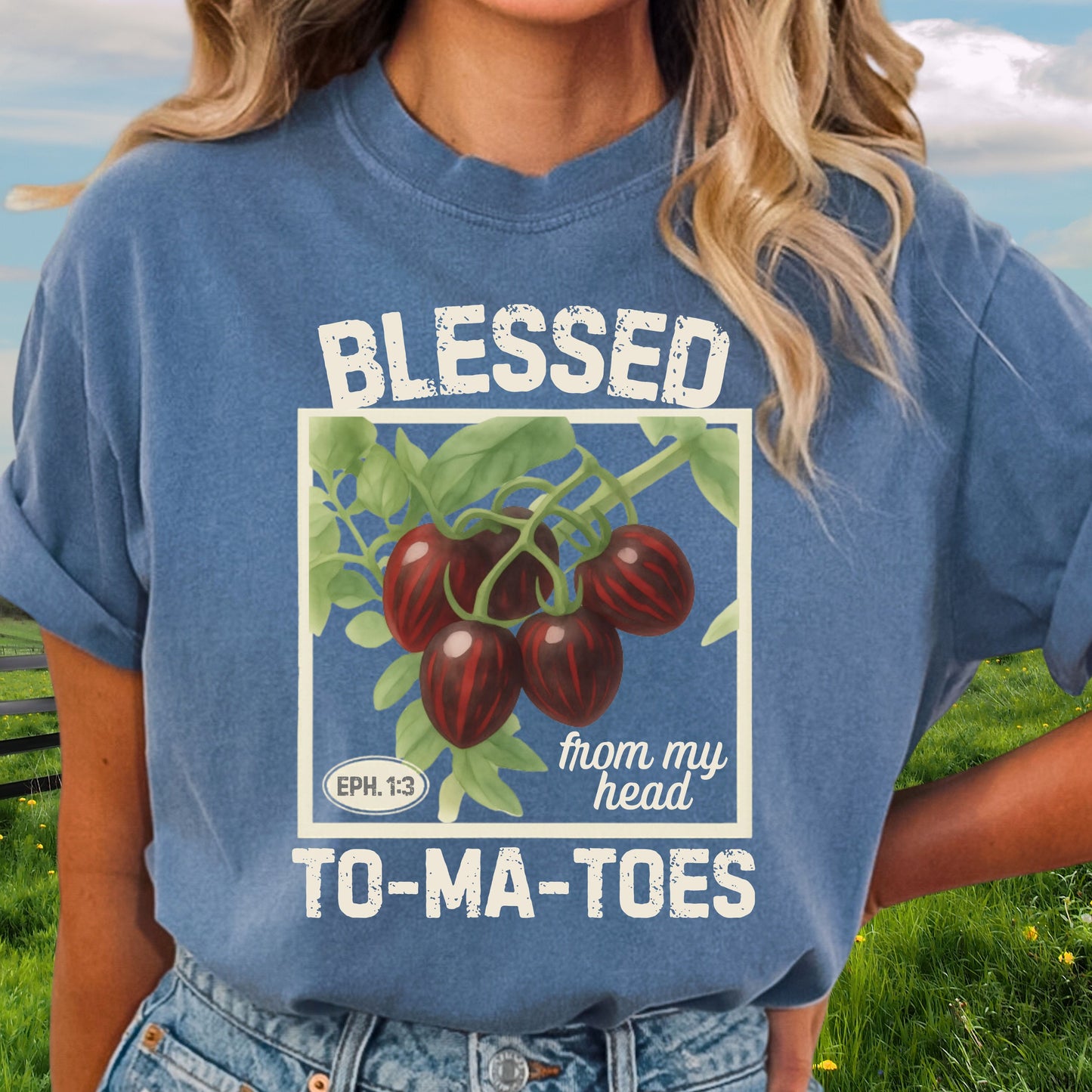 Vintage Distressed "Blessed From My Head To-Ma-Toes" Tomato T-shirt