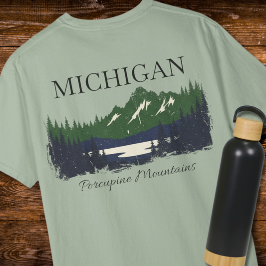 Porcupine Mountains Vintage Distressed T-Shirt — Michigan Retro Nature Tee