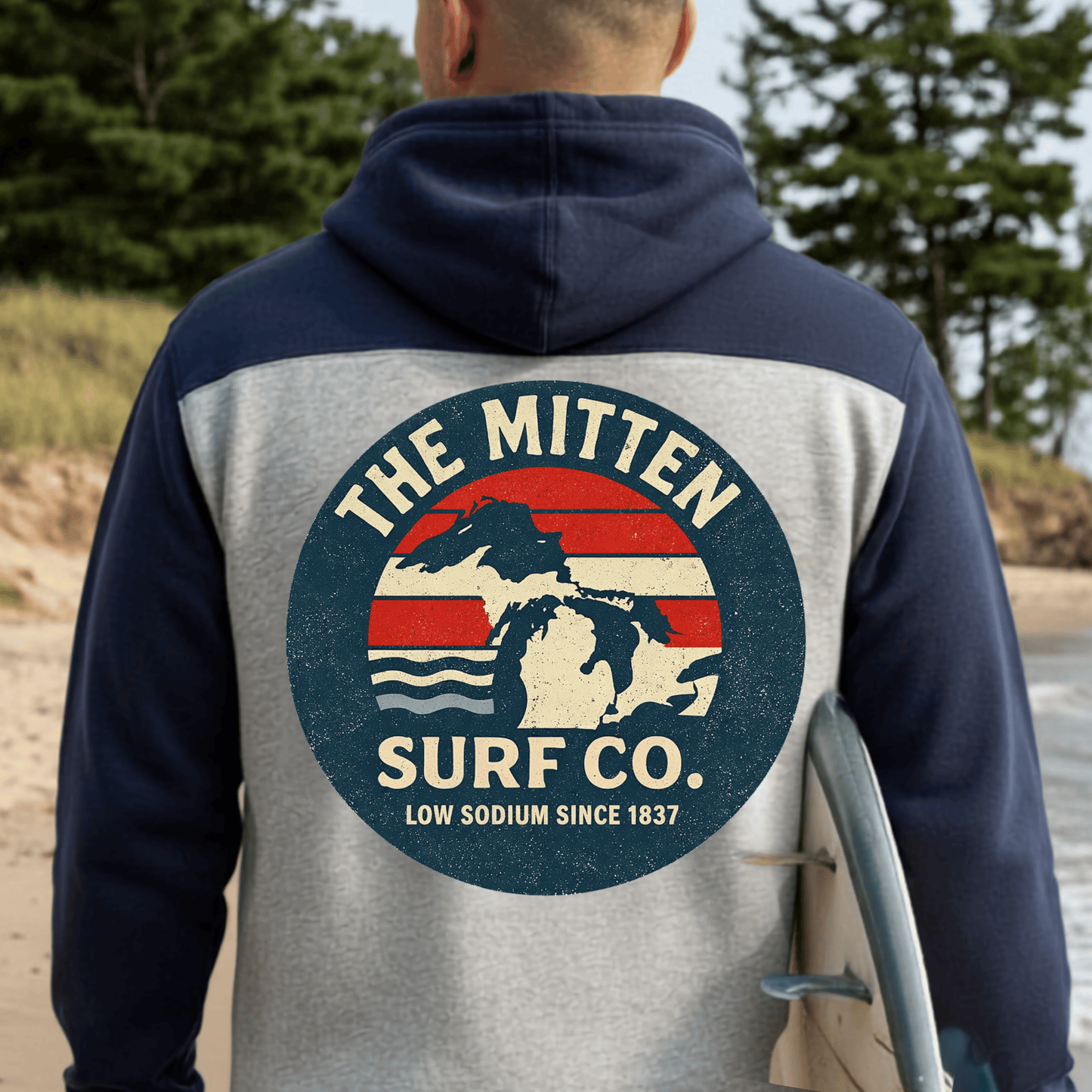 Mitten Surf Co. "Low Sodium Since 1837" Hoodie — USA Edition