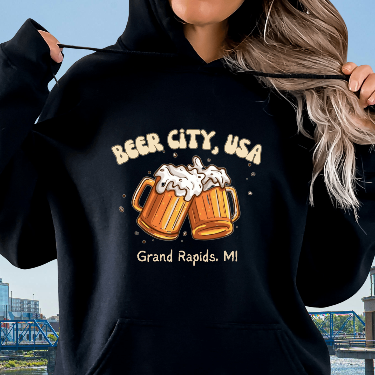 Beer City USA Hoodie Grand Rapids Michigan Sweatshirt Cozy Brewery Tour Shirt Great Lakes Craft Beer Gift Unisex Fit