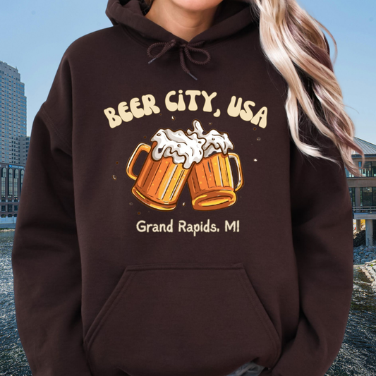 Beer City USA Hoodie Grand Rapids Michigan Sweatshirt Cozy Brewery Tour Shirt Great Lakes Craft Beer Gift Unisex Fit