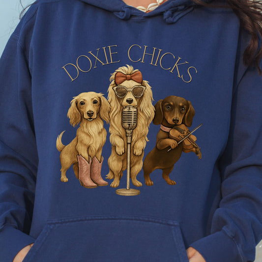 Doxie Chicks Hoodie | Funny Country Music Dachshund Sweatshirt for Dog Moms