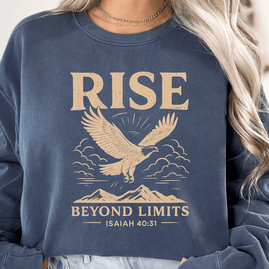RISE Above All Limits | Isaiah 40:31 Eagle Comfort Colors® Long-Sleeve Tee
