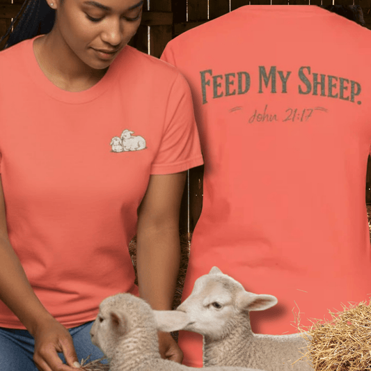 Feed My Sheep Bible Verse Spring T-shirt | Christian Scripture Tee